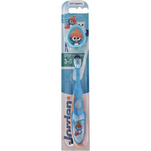 Jordan Step By Step Soft 3-5 Years 1 Τεμάχιο Παιδική Μαλακή Οδοντόβουρτσα Κατάλληλη από 3 Έως 5 Ετών Κωδ 310015 - Μπλε / Πορτοκαλί